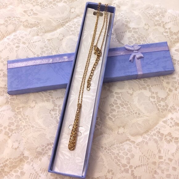 New Monet  Yellow Citrine Crystal Teardrop Charm Pendant Gold Tone Necklace - Picture 5 of 12